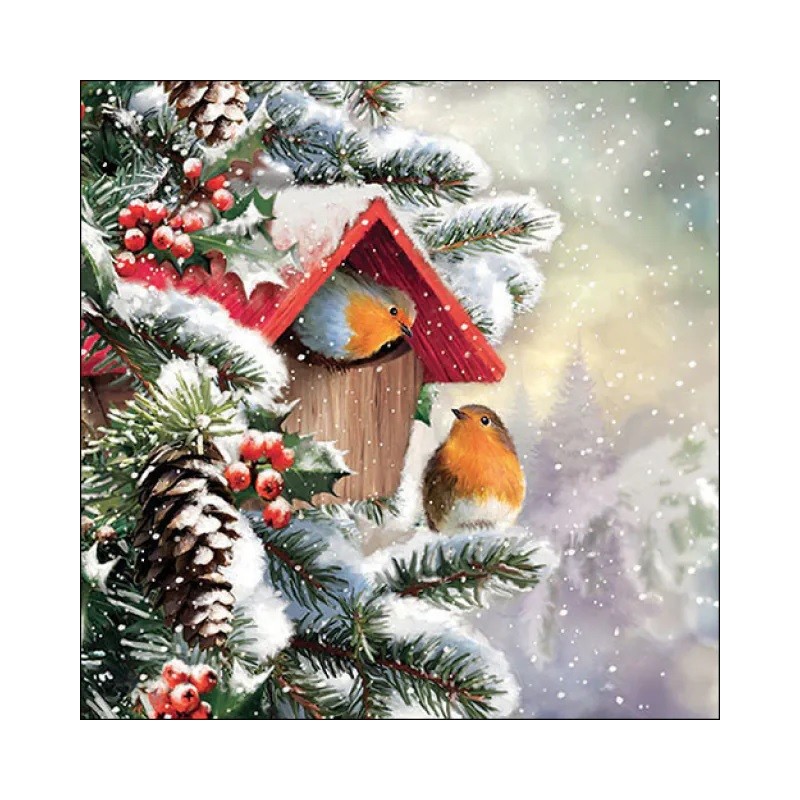 Servilleta para decoupage: House with Robins. 33319100. Los mejores productos en L'aura Bella, tu tienda online