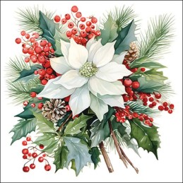 Servilleta para decoupage: Poinsettia bouquet white. 33319930. Los mejores productos en L'aura Bella, tu tienda online