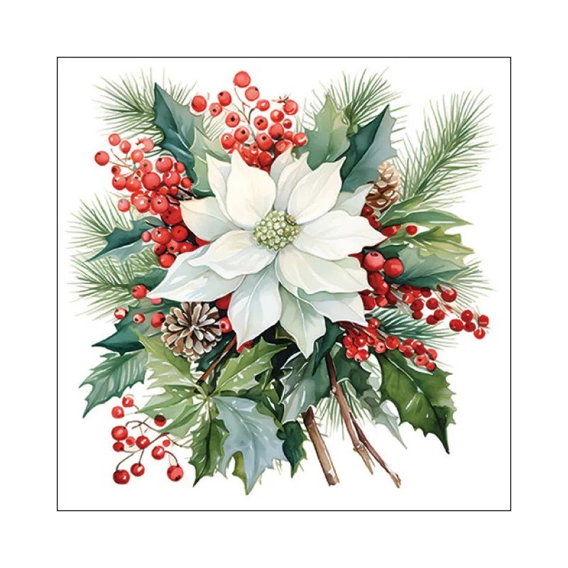 Servilleta para decoupage: Poinsettia bouquet white. 33319930. Los mejores productos en L'aura Bella, tu tienda online