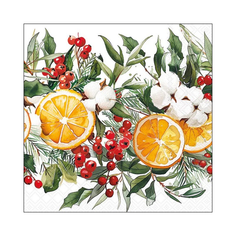Servilleta para decoupage: Winter Oranges. 33319935. Los mejores productos en L'aura Bella, tu tienda online