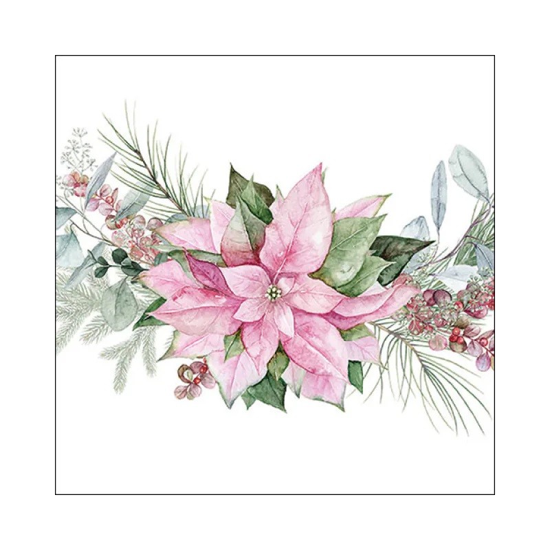 Servilleta para decoupage: Pink Poinsettia. 33320285. Los mejores productos en L'aura Bella, tu tienda online