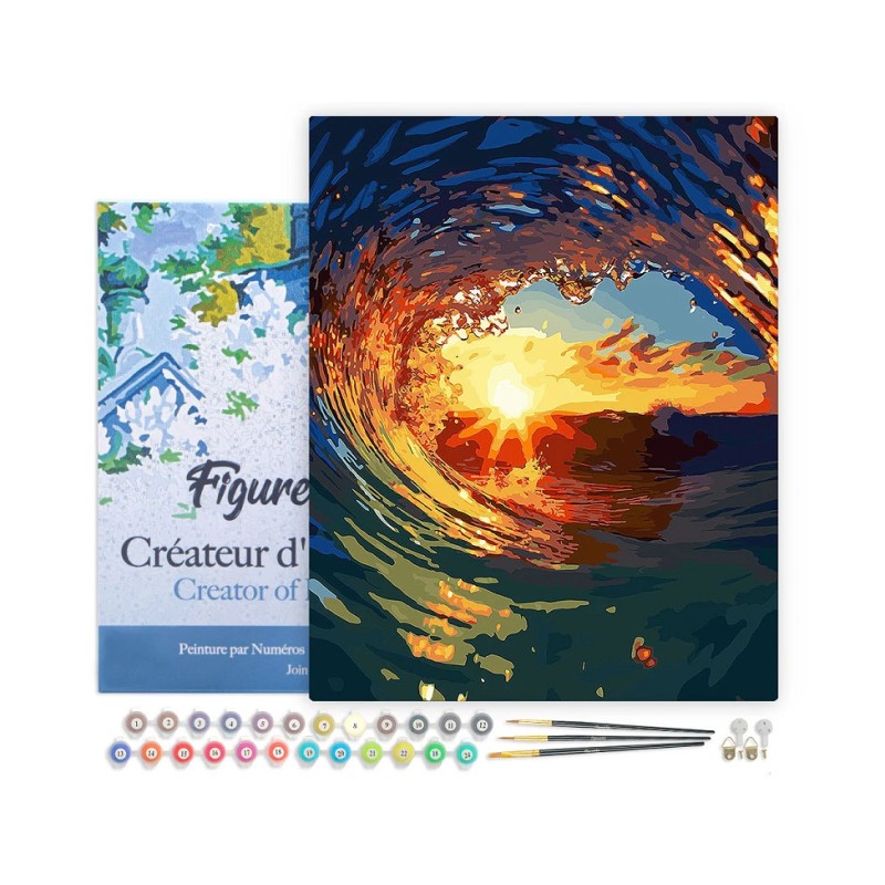 Kit Pintar por números: la Ola y el atardecer. FA10235-Y. Figured'Art. Los mejores productos en L'aura Bella tu tienda online