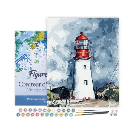 Kit Pintar por números Faro y cielo tormentoso. PN1858-Y. Figured'Art. Los mejores productos en L'aura Bella tu tienda online
