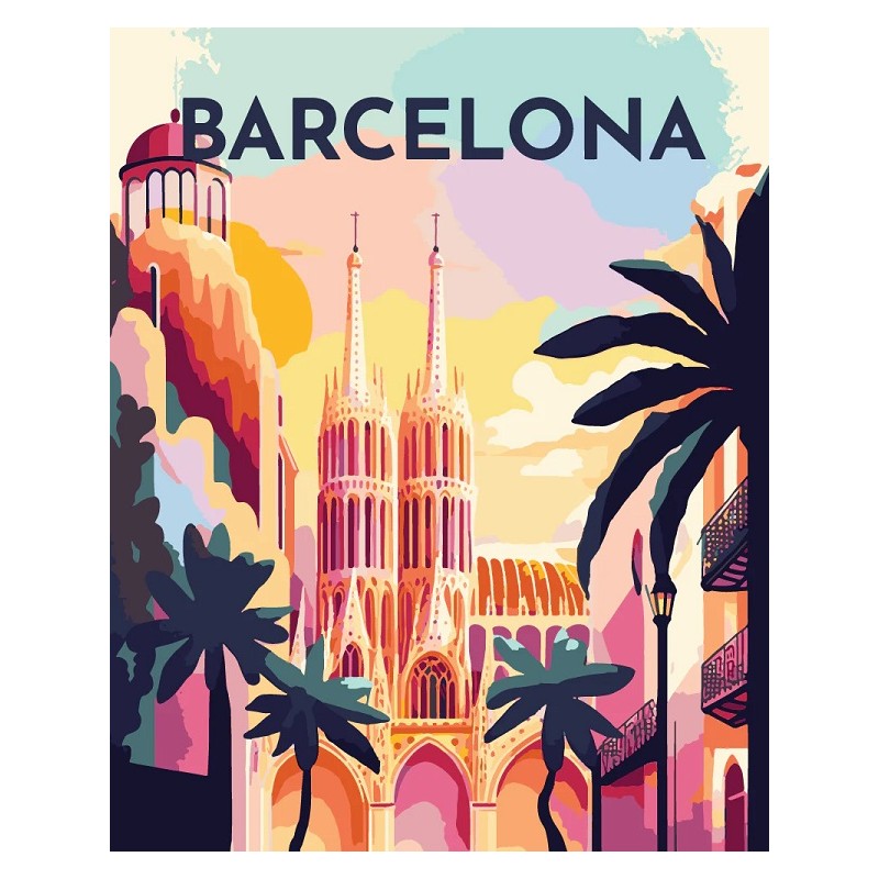 Kit Pintar por números: Póster Barcelona. FA10156-Y. Figured'Art. Los mejores productos en L'aura Bella tu tienda online