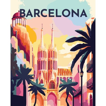 Kit Pintar por números: Póster Barcelona. FA10156-Y. Figured'Art. Los mejores productos en L'aura Bella tu tienda online