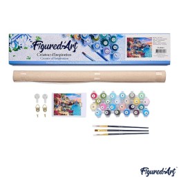 Figured'Art. Contenido kit de pintar por números de Lienzo enrollado