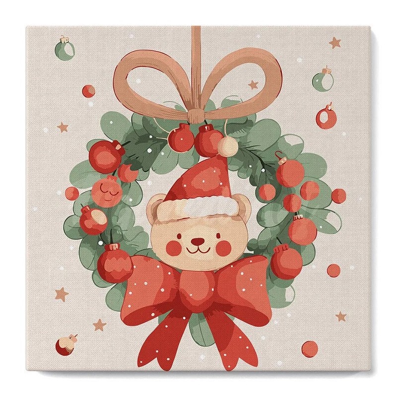 Kit Pintar por números MINI: Oso y Corona Navideña. SFA297-Y. Los mejores productos en L'aura Bella tu tienda online