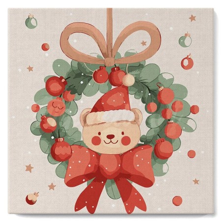 Kit Pintar por números MINI: Oso y Corona Navideña. SFA297-Y. Los mejores productos en L'aura Bella tu tienda online