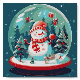 Kit Pintar por números MINI: Muñeco de nieve en snowglobe. SFA206-Y. Los mejores productos en L'aura Bella tu tienda online