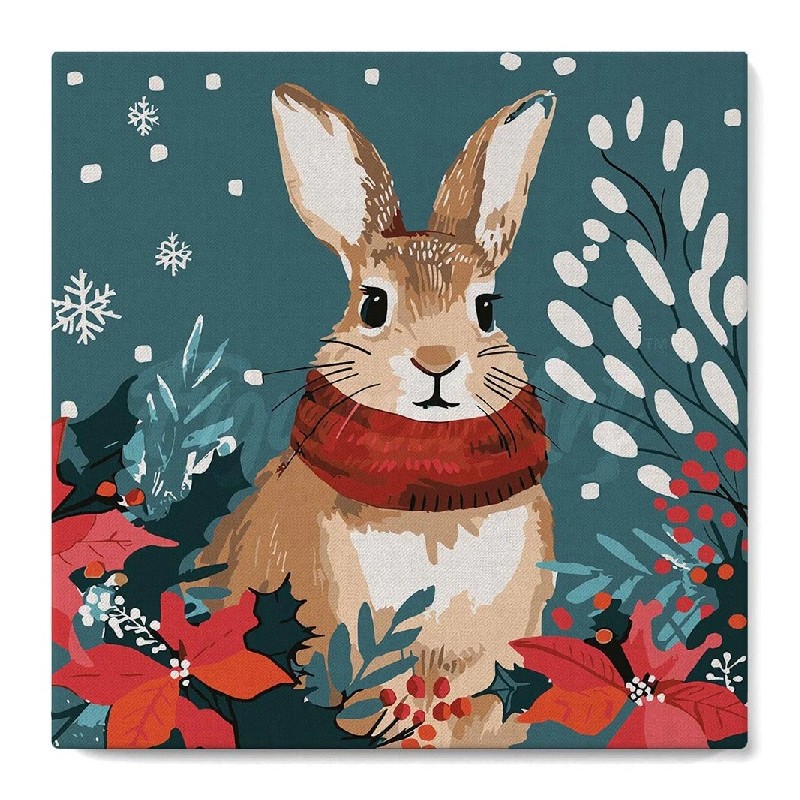 Kit Pintar por números MINI: Conejito de Navidad. SFA270-Y. Figured'Art. Los mejores productos en L'aura Bella tu tienda online