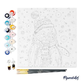 Kit Pintar por números MINI: Pingüino Feliz. SFA269-Y. Figured'Art. Los mejores productos en L'aura Bella tu tienda online