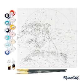 Kit Pintar por números MINI: Samurái al atardecer. SFA308-Y. Figured'Art. Los mejores productos en L'aura Bella tu tienda online