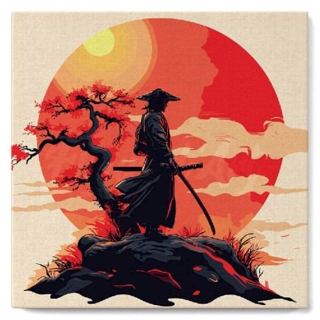 Kit Pintar por números MINI: Samurái al atardecer. SFA308-Y. Figured'Art. Los mejores productos en L'aura Bella tu tienda online