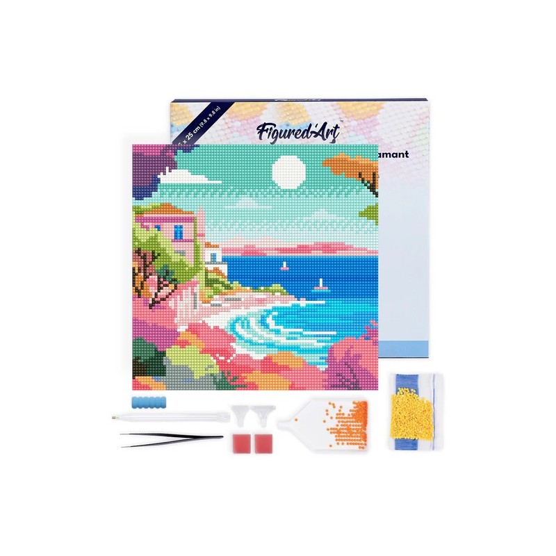 Kit Diamond Painting: Riviera Francesa colorida. DPSFA178. Los mejores productos en L'aura Bella tu tienda online