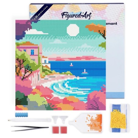 Kit Diamond Painting: Riviera Francesa colorida. DPSFA178. Los mejores productos en L'aura Bella tu tienda online