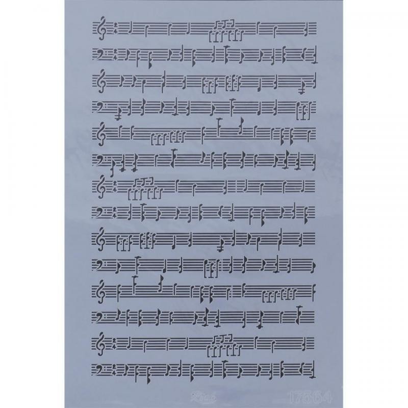 Plantilla stencil: Partitura musical. 17564. 33x48 cm. Rich. Los mejores productos en L'aura Bella tu tienda online