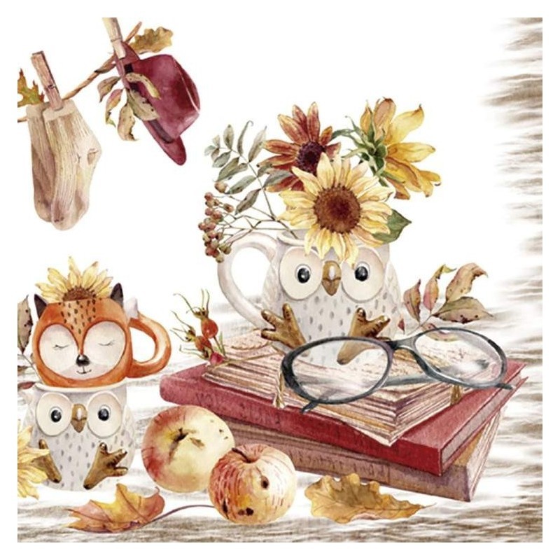 Servilleta para decoupage: Owl and Fox. 343175. Los mejores productos en L'aura Bella, tu tienda online