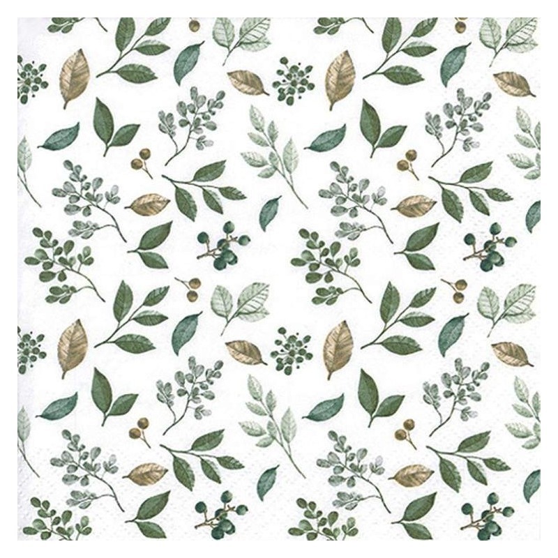 Servilleta para decoupage: Frosty Leaves Green. 313334. Los mejores productos en L'aura Bella, tu tienda online