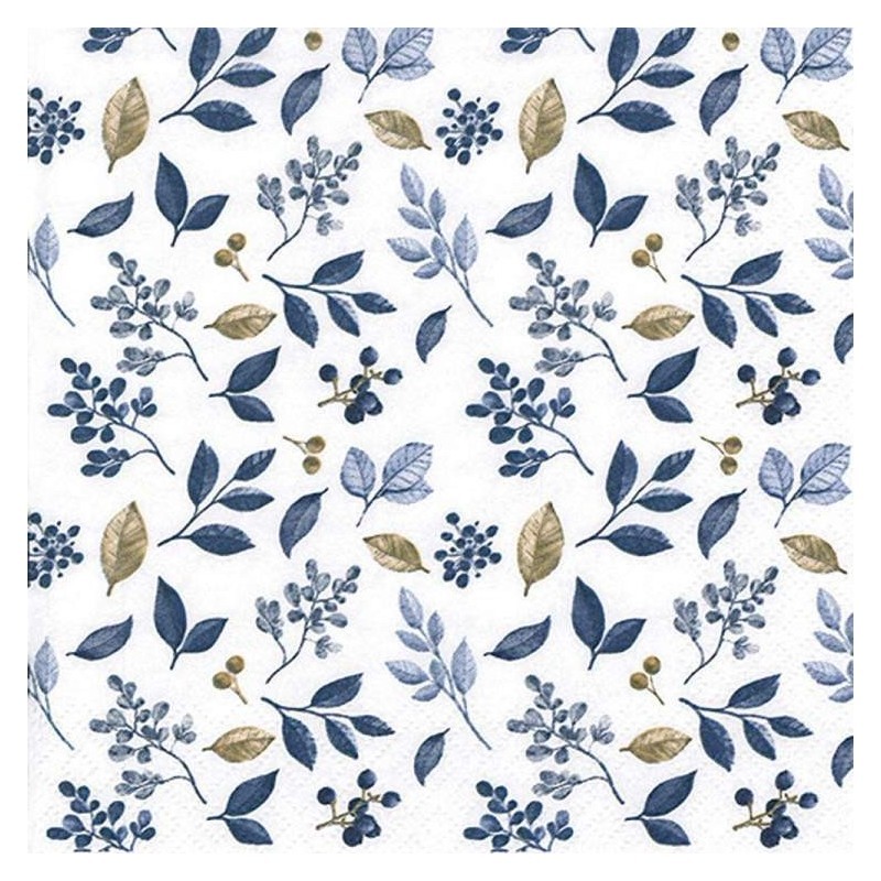 Servilleta para decoupage: Frosty Leaves Blue. 313332. Los mejores productos en L'aura Bella, tu tienda online