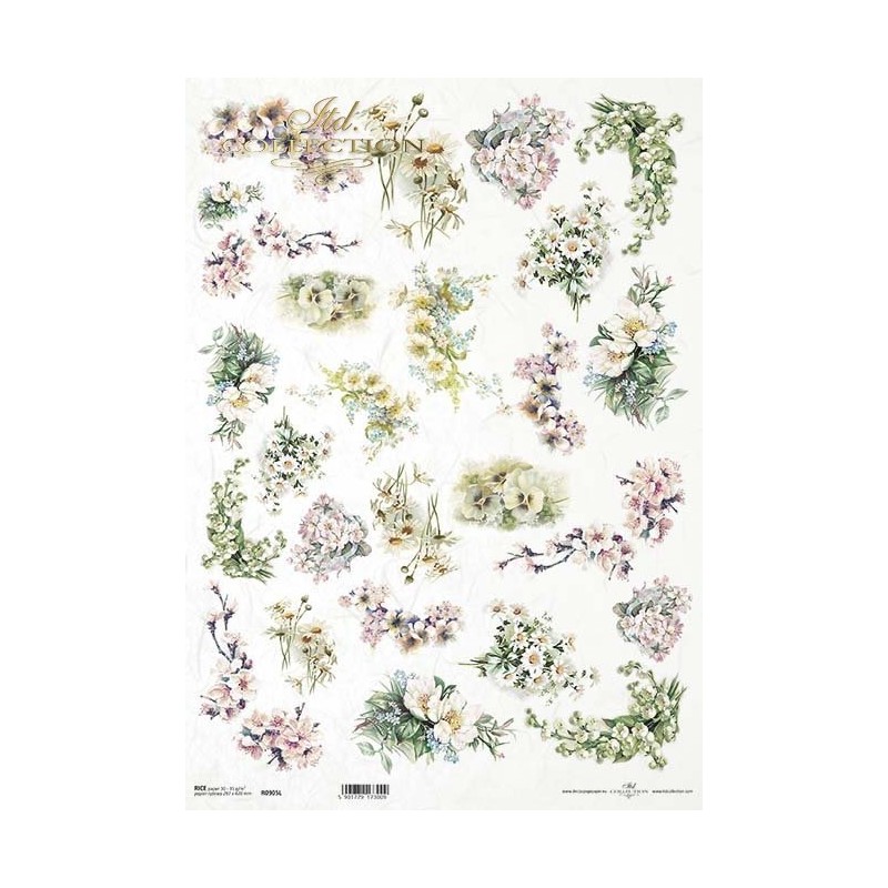 Flores. Papel de arroz A3 para decoupage. ITD Collection. R0905L. Los mejores productos en L'aura Bella, tu tienda online