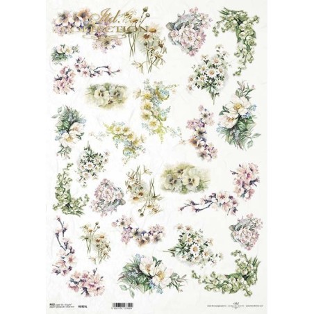 Flores. Papel de arroz A3 para decoupage. ITD Collection. R0905L. Los mejores productos en L'aura Bella, tu tienda online