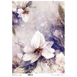Flores Blancas. Papel de arroz A3. Decoupage. ITD Collection. R0993L. Los mejores productos en L'aura Bella, tu tienda online