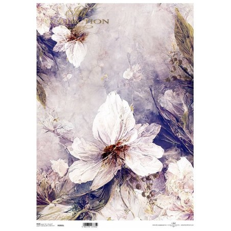 Flores Blancas. Papel de arroz A3. Decoupage. ITD Collection. R0993L. Los mejores productos en L'aura Bella, tu tienda online