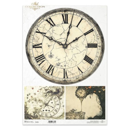 Relojes. Alicia. Papel de arroz A3. Decoupage. ITD Collection. R1462L. Los mejores productos en L'aura Bella, tu tienda online