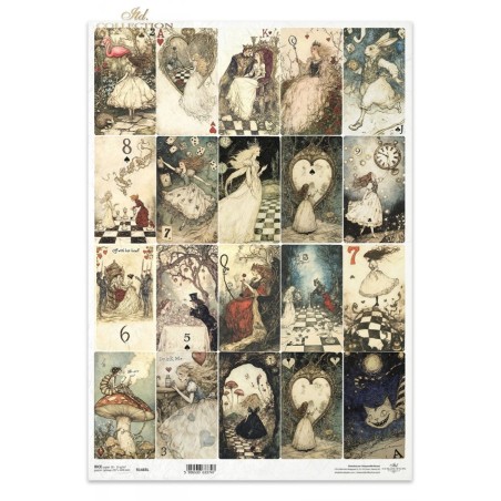 cartas baraja. Alicia. Papel arroz A3. Decoupage. ITD. R1463L. Los mejores productos en L'aura Bella, tu tienda online
