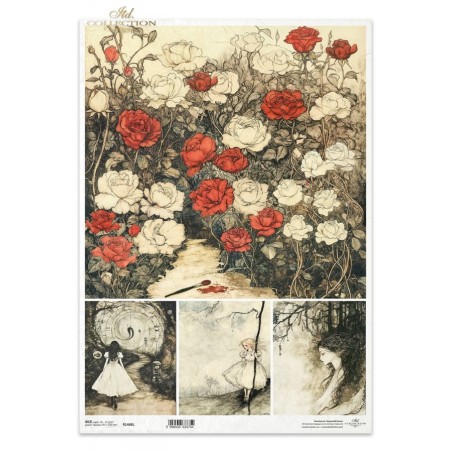 Pintando rosas. Alicia. Papel arroz A3. Decoupage. ITD. R1466L. Los mejores productos en L'aura Bella, tu tienda online