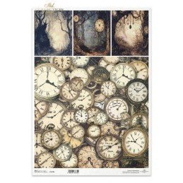 Relojes y paisajes. Alicia. Papel arroz A3. Decoupage. ITD. R1470L. Los mejores productos en L'aura Bella, tu tienda online
