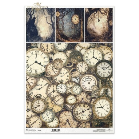 Relojes y paisajes. Alicia. Papel arroz A3. Decoupage. ITD. R1470L. Los mejores productos en L'aura Bella, tu tienda online