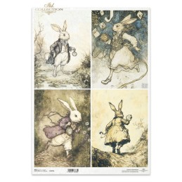 El Conejo blanco. Alicia. Papel arroz A3. Decoupage. ITD. R1474L. Los mejores productos en L'aura Bella, tu tienda online