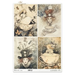 Alicia y el sombrerero loco. Papel arroz A3. Decoupage. ITD. R1475L. Los mejores productos en L'aura Bella, tu tienda online