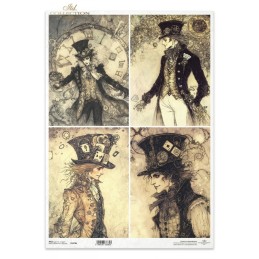 El Sombrerero Loco. Papel arroz A3. Decoupage. ITD. R1476L. Los mejores productos en L'aura Bella, tu tienda online