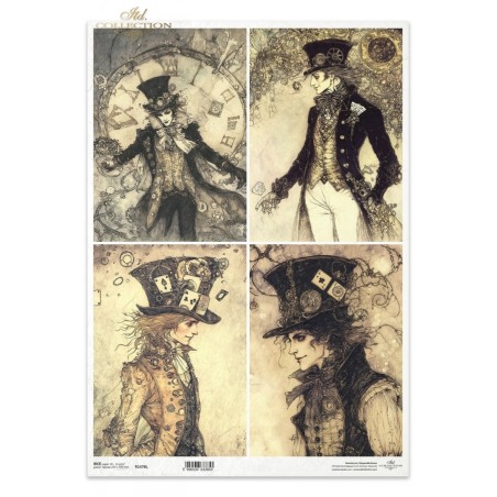 El Sombrerero Loco. Papel arroz A3. Decoupage. ITD. R1476L. Los mejores productos en L'aura Bella, tu tienda online