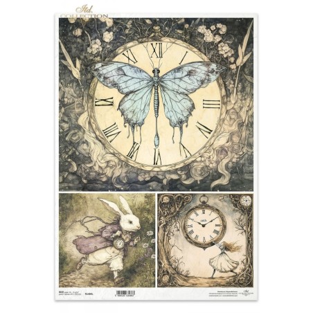 Reloj y libélula. Papel arroz A3. Decoupage. ITD. R1484L. Los mejores productos en L'aura Bella, tu tienda online