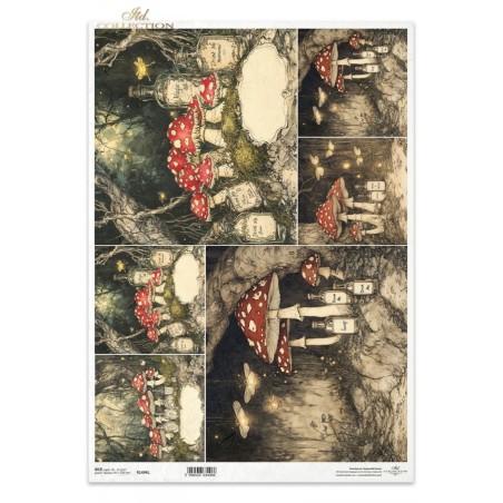 Setas y botellas, 6 imágenes. Papel arroz A3. Decoupage. ITD. R1494L. Los mejores productos en L'aura Bella, tu tienda online