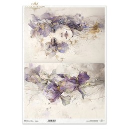 Mujer y flores malvas. Papel arroz A3. Decoupage. ITD. R1541L. Los mejores productos en L'aura Bella, tu tienda online