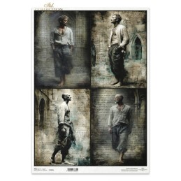 Hombres. Papel arroz A3. Decoupage. ITD.  R1561L. Los mejores productos en L'aura Bella, tu tienda online