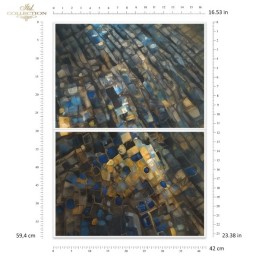 Azules y Oro. Papel de arroz A2 para decoupage. ITD Collection. FPA2003. Los mejores productos en L'aura Bella, tu tienda online