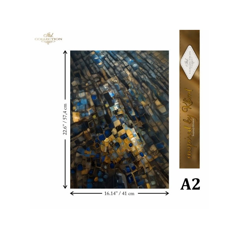 Azules y Oro. Papel de arroz A2 para decoupage. ITD Collection. FPA2003. Los mejores productos en L'aura Bella, tu tienda online