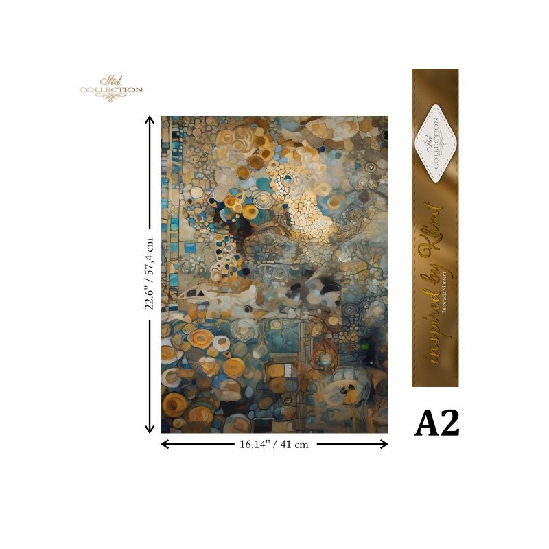 Turquesas y Oro. Papel de arroz A2  decoupage. ITD Collection. FPA2009. Los mejores productos en L'aura Bella, tu tienda online