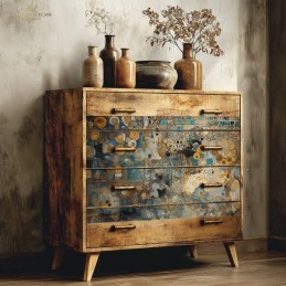 Turquesas y oro. Papel de arroz A1 decoupage. ITD Collection. FPA1009. Los mejores productos en L'aura Bella, tu tienda online