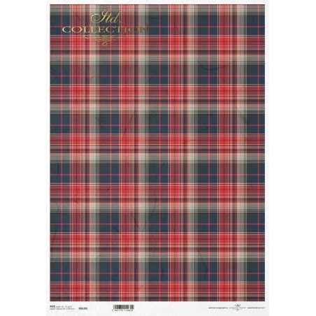 Tartán rojo. Papel de arroz A3 para decoupage. ITD Collection. R0620L. Los mejores productos en L'aura Bella, tu tienda online
