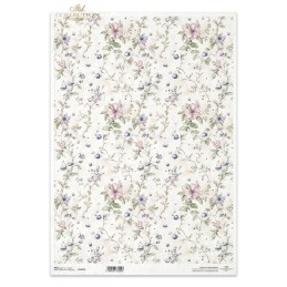 Flores y bayas. Papel de arroz A3 decoupage. ITD Collection. R1437L. Los mejores productos en L'aura Bella, tu tienda online