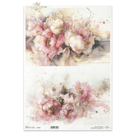 Mujer con peonías. Papel de arroz A3 decoupage. ITD Collection. R1526L. Los mejores productos en L'aura Bella, tu tienda online