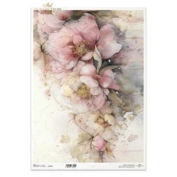 Peonías rosas. Papel de arroz A3 decoupage. ITD Collection. R1527L. Los mejores productos en L'aura Bella, tu tienda online