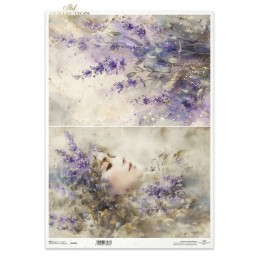Mujer y lavandas. Papel de arroz A3 decoupage. ITD Collection. R1535L. Los mejores productos en L'aura Bella, tu tienda online
