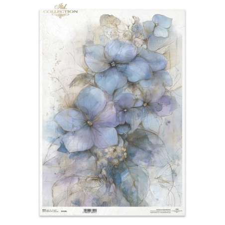Hortensias. Papel de arroz A3 decoupage. ITD Collection. R1539L. Los mejores productos en L'aura Bella, tu tienda online